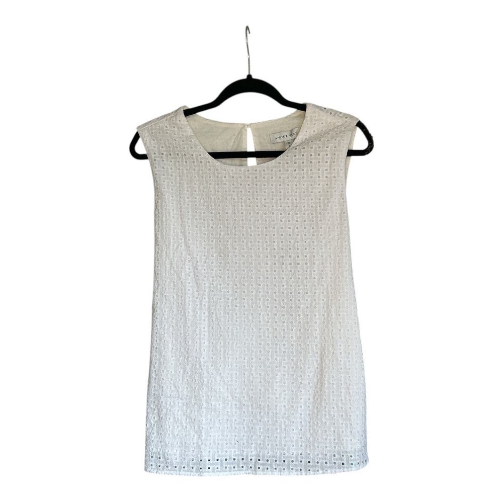NWT Amour Vert Sleeveless Blouse, White, Large